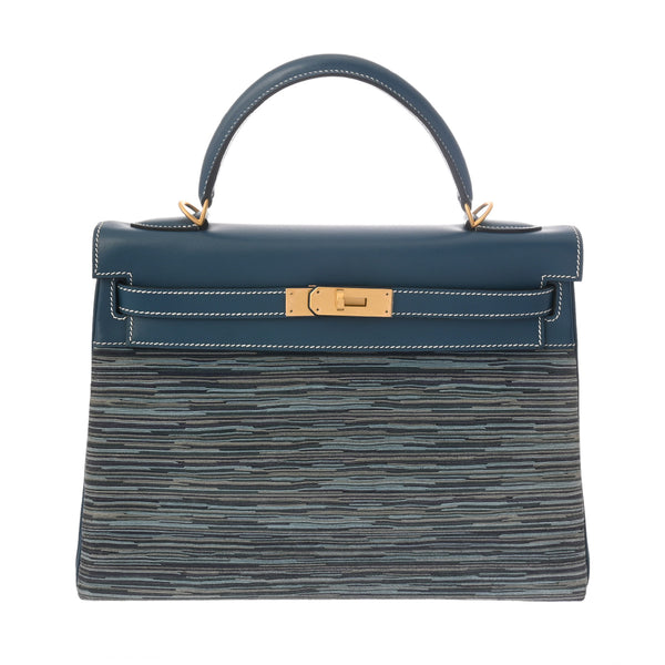 HERMES エルメス ケリー 32 内縫い 2WAY ブルータラサ □G刻印(2003年頃) レディース トゴ ヴィブラート/ボックスカーフ ハンドバッグ Aランク 中古 銀蔵