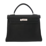 HERMES エルメス ケリー 32 内縫い 2WAY ブラック □L刻印(2008年頃) レディース トゴ ハンドバッグ Aランク 中古 銀蔵