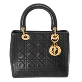 CHRISTIAN DIOR クリスチャンディオール カナージュ レディディオール カナージュ バッグ ブラック レディース レザー ショルダーバッグ ABランク 中古 銀蔵