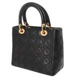 CHRISTIAN DIOR クリスチャンディオール カナージュ レディディオール カナージュ バッグ ブラック レディース レザー ショルダーバッグ ABランク 中古 銀蔵