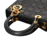 CHRISTIAN DIOR クリスチャンディオール カナージュ レディディオール カナージュ バッグ ブラック レディース レザー ショルダーバッグ ABランク 中古 銀蔵