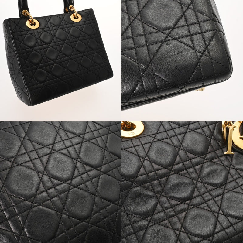 CHRISTIAN DIOR クリスチャンディオール カナージュ レディディオール カナージュ バッグ ブラック レディース レザー ショルダーバッグ ABランク 中古 銀蔵