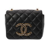 CHANEL シャネル マトラッセ ミニ チェーンショルダー ラインストーン ブラック レディース ラムスキン ラインストーン ショルダーバッグ ABランク 中古 銀蔵