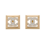 CHANEL シャネル スクエア ロゴ ピアス ゴールド/ホワイト レディース GP ピアス Aランク 中古 銀蔵