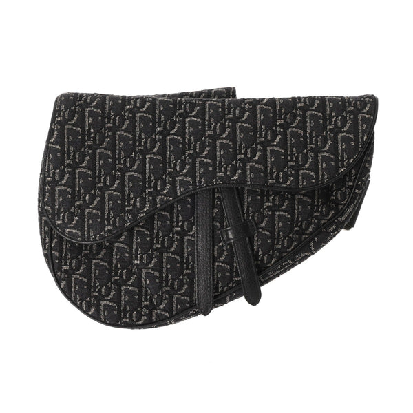 CHRISTIAN DIOR クリスチャンディオール オブリーク サドル ブラック 1ADP0093YKY ユニセックス オブリークキャンバス ウエストバッグ Bランク 中古 銀蔵
