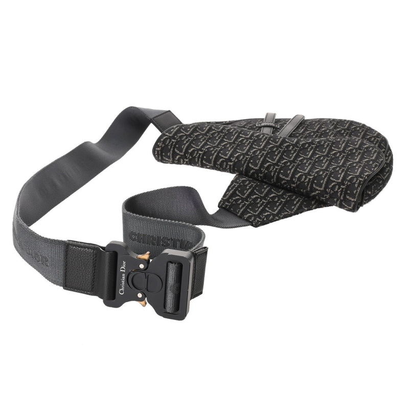 CHRISTIAN DIOR クリスチャンディオール オブリーク サドル ブラック 1ADP0093YKY ユニセックス オブリークキャンバス ウエストバッグ Bランク 中古 銀蔵