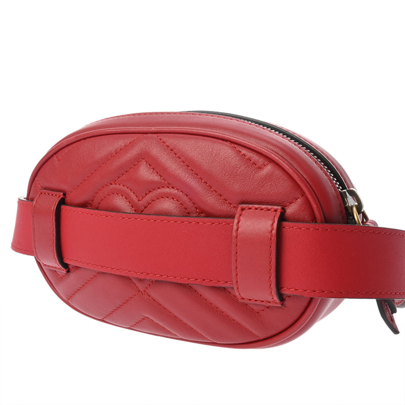 【美品】GUCCI GGマーモント　ボディバッグ　ウエストバッグ　レザー　レッド GUCCI グッチ GGマーモント ベルトバッグ レッド 476434 レディース
