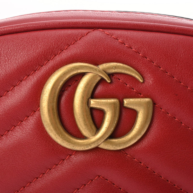 【美品】GUCCI GGマーモント　ボディバッグ　ウエストバッグ　レザー　レッド GUCCI グッチ GGマーモント ベルトバッグ レッド 476434 レディース