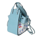 LOEWE ロエベ ハンモック ドローストリング バッグミニ フラワー柄 ブルー 328.72.V07 レディース レザー キャンバス ショルダーバッグ ABランク 中古 銀蔵