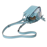 LOEWE ロエベ ハンモック ドローストリング バッグミニ フラワー柄 ブルー 328.72.V07 レディース レザー キャンバス ショルダーバッグ ABランク 中古 銀蔵