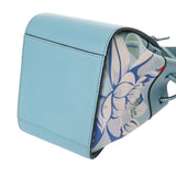LOEWE ロエベ ハンモック ドローストリング バッグミニ フラワー柄 ブルー 328.72.V07 レディース レザー キャンバス ショルダーバッグ ABランク 中古 銀蔵