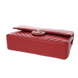CHANEL シャネル マトラッセ チェーンショルダー 25cm Wフラップ Vステッチ レッド A01112 レディース キャビアスキン ショルダーバッグ Aランク 中古 銀蔵