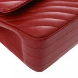 CHANEL シャネル マトラッセ チェーンショルダー 25cm Wフラップ Vステッチ レッド A01112 レディース キャビアスキン ショルダーバッグ Aランク 中古 銀蔵