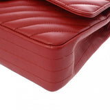 CHANEL シャネル マトラッセ チェーンショルダー 25cm Wフラップ Vステッチ レッド A01112 レディース キャビアスキン ショルダーバッグ Aランク 中古 銀蔵