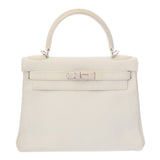 HERMES エルメス ケリー 28 内縫い 2WAY ホワイト □L刻印(2008年頃) レディース トリヨンクレマンス ハンドバッグ Bランク 中古 銀蔵