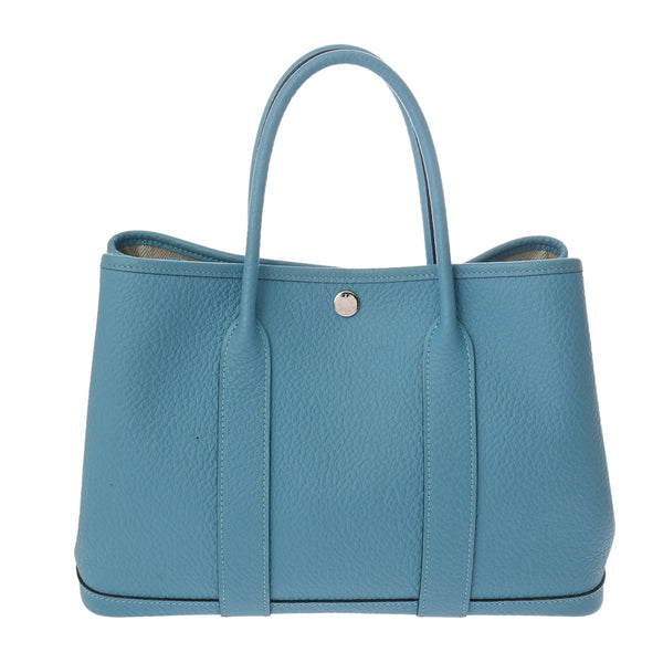HERMES エルメス ガーデンパーティ TPM ブルーノール D刻印(2019年頃) レディース カントリー ハンドバッグ Bランク 中古 銀蔵
