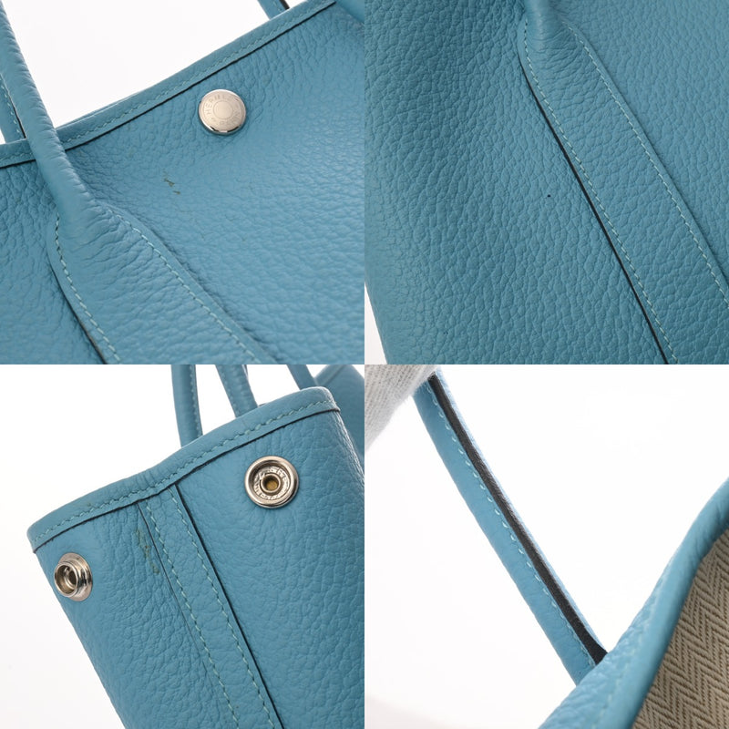HERMES エルメス ガーデンパーティ TPM ブルーノール D刻印(2019年頃) レディース カントリー ハンドバッグ Bランク 中古 銀蔵