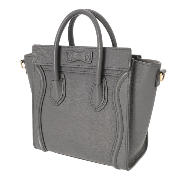 CELINE セリーヌ ラゲージ ナノ 2WAY グレー 189243 レディース ドラムドカーフ ハンドバッグ ABランク 中古 銀蔵