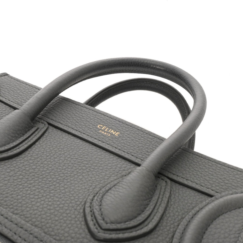 CELINE セリーヌ ラゲージ ナノ 2WAY グレー 189243 レディース ドラムドカーフ ハンドバッグ ABランク 中古 銀蔵