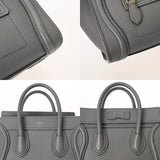 CELINE セリーヌ ラゲージ ナノ 2WAY グレー 189243 レディース ドラムドカーフ ハンドバッグ ABランク 中古 銀蔵