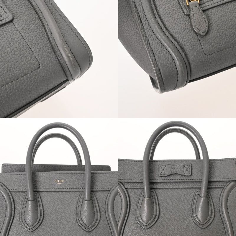 CELINE セリーヌ ラゲージ ナノ 2WAY グレー 189243 レディース ドラムドカーフ ハンドバッグ ABランク 中古 銀蔵