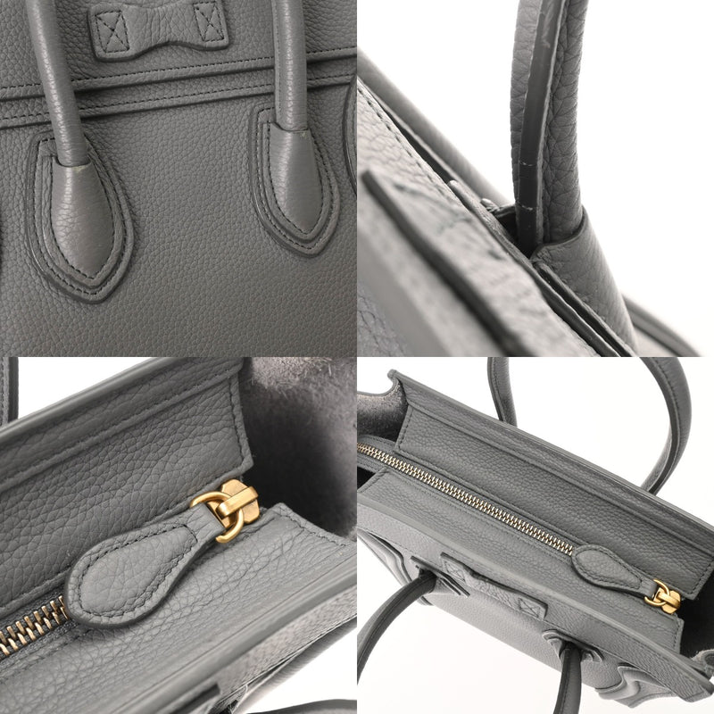 CELINE セリーヌ ラゲージ ナノ 2WAY グレー 189243 レディース ドラムドカーフ ハンドバッグ ABランク 中古 銀蔵