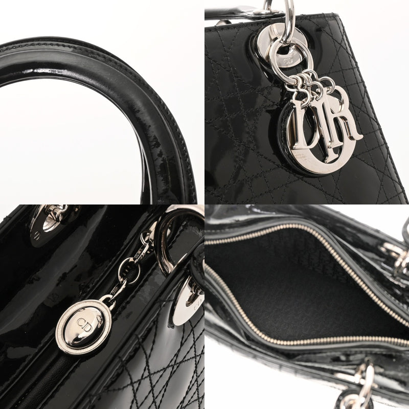 CHRISTIAN DIOR クリスチャンディオール レディディオール ミディアムバッグ ブラック VRB44551 レディース エナメル ハンドバッグ ABランク 中古 銀蔵