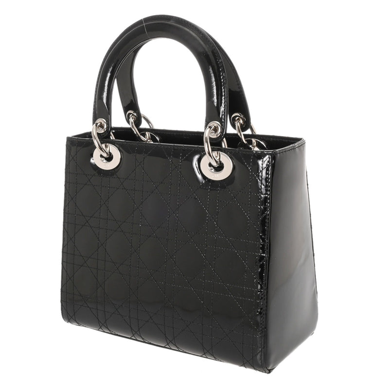 CHRISTIAN DIOR クリスチャンディオール レディディオール ミディアムバッグ ブラック VRB44551 レディース エナメル ハンドバッグ ABランク 中古 銀蔵