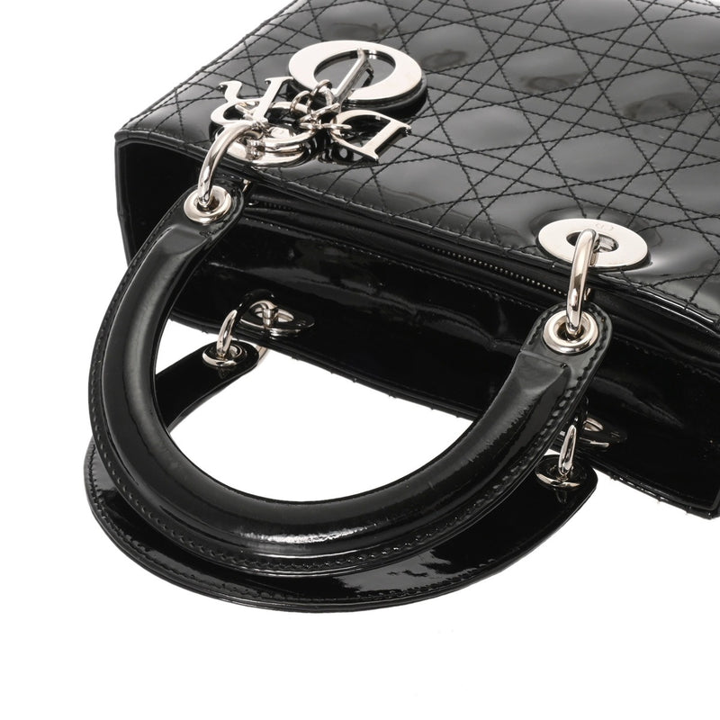 CHRISTIAN DIOR クリスチャンディオール レディディオール ミディアムバッグ ブラック VRB44551 レディース エナメル ハンドバッグ ABランク 中古 銀蔵