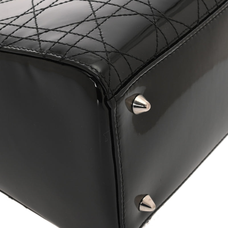 CHRISTIAN DIOR クリスチャンディオール レディディオール ミディアムバッグ ブラック VRB44551 レディース エナメル ハンドバッグ ABランク 中古 銀蔵