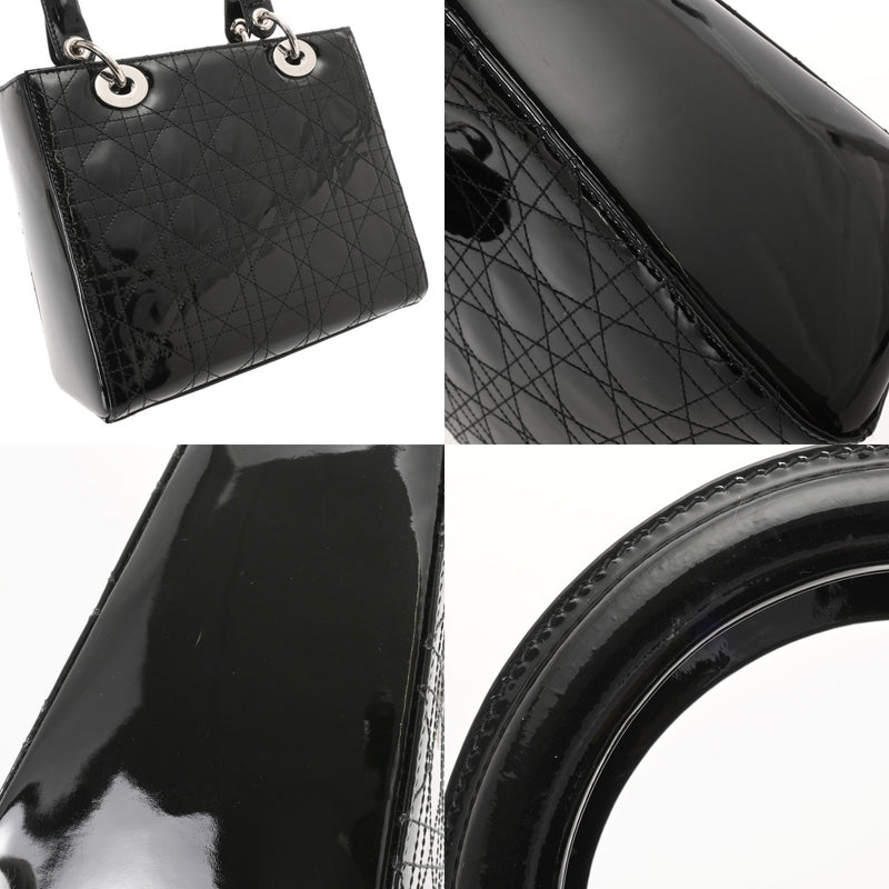 CHRISTIAN DIOR クリスチャンディオール レディディオール ミディアムバッグ ブラック VRB44551 レディース エナメル ハンドバッグ ABランク 中古 銀蔵