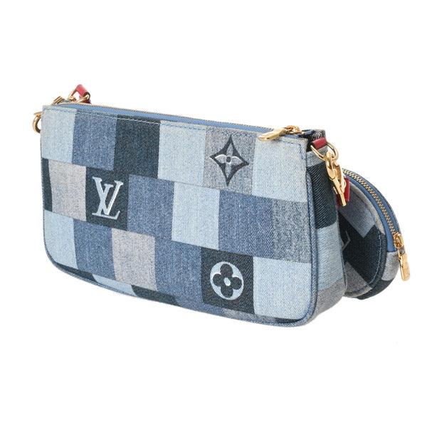 LOUIS VUITTON ルイヴィトン モノグラムデニム ミュルティ ポシェット アクセソワール ブルー M44990 レディース モノグラムデニム ショルダーバッグ ABランク 中古 銀蔵