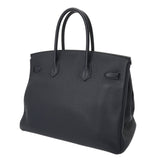 HERMES エルメス バーキン 35 オフィサー ブルーニュイ/ヴェールシブレ シルバー金具 C刻印(2018年頃) ユニセックス トゴ ヴォースイフト ハンドバッグ ABランク 中古 銀蔵