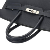 HERMES エルメス バーキン 35 オフィサー ブルーニュイ/ヴェールシブレ シルバー金具 C刻印(2018年頃) ユニセックス トゴ ヴォースイフト ハンドバッグ ABランク 中古 銀蔵