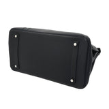 HERMES エルメス バーキン 35 オフィサー ブルーニュイ/ヴェールシブレ シルバー金具 C刻印(2018年頃) ユニセックス トゴ ヴォースイフト ハンドバッグ ABランク 中古 銀蔵