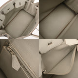 HERMES エルメス バーキン クラブ 35 ミコノス/ホワイト □O刻印(2011年頃) ユニセックス トリヨンクレマンス リザード ハンドバッグ Bランク 中古 銀蔵