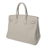 HERMES エルメス バーキン クラブ 35 ミコノス/ホワイト □O刻印(2011年頃) ユニセックス トリヨンクレマンス リザード ハンドバッグ Bランク 中古 銀蔵