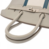 HERMES エルメス バーキン クラブ 35 ミコノス/ホワイト □O刻印(2011年頃) ユニセックス トリヨンクレマンス リザード ハンドバッグ Bランク 中古 銀蔵