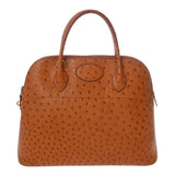 HERMES エルメス ボリード 35 ブラウン系 ○V刻印(1992年頃) ユニセックス オーストリッチ ハンドバッグ Bランク 中古 銀蔵