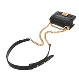 CHANEL シャネル ボーイシャネル 15ミニ ブラック A67364 レディース キャビアスキン チェーンウォレット Aランク 中古 銀蔵
