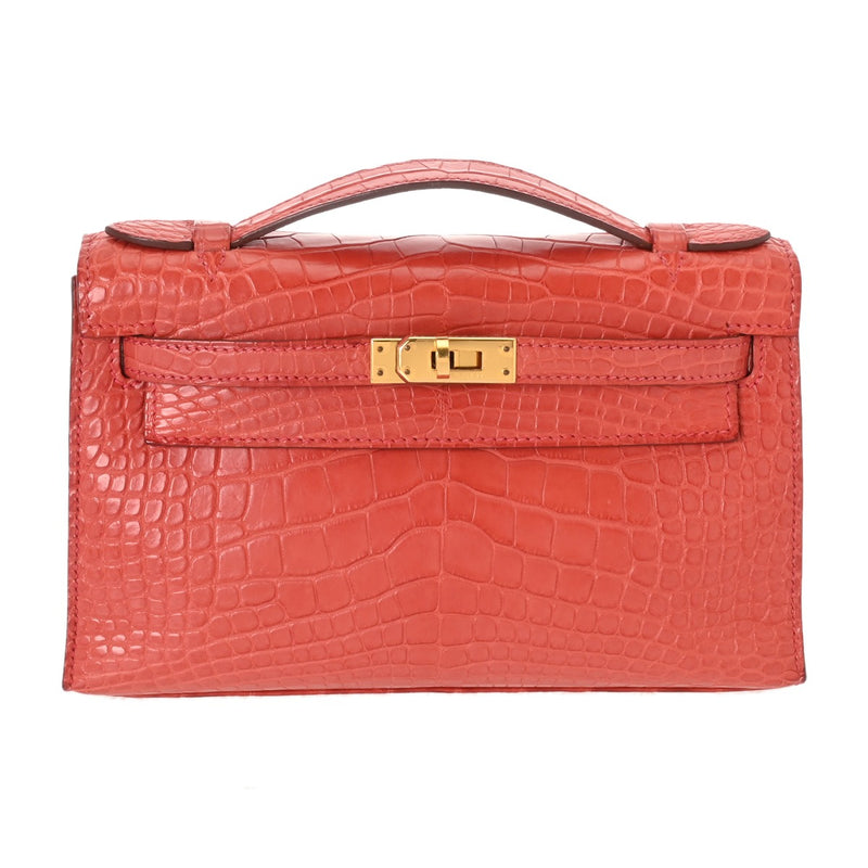 HERMES エルメス ポシェットケリー ブーゲンビリア □N刻印(2010年頃) レディース アリゲーターマット ハンドバッグ ABランク 中古 銀蔵