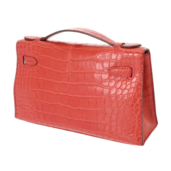 HERMES エルメス ポシェットケリー ブーゲンビリア □N刻印(2010年頃) レディース アリゲーターマット ハンドバッグ ABランク 中古 銀蔵