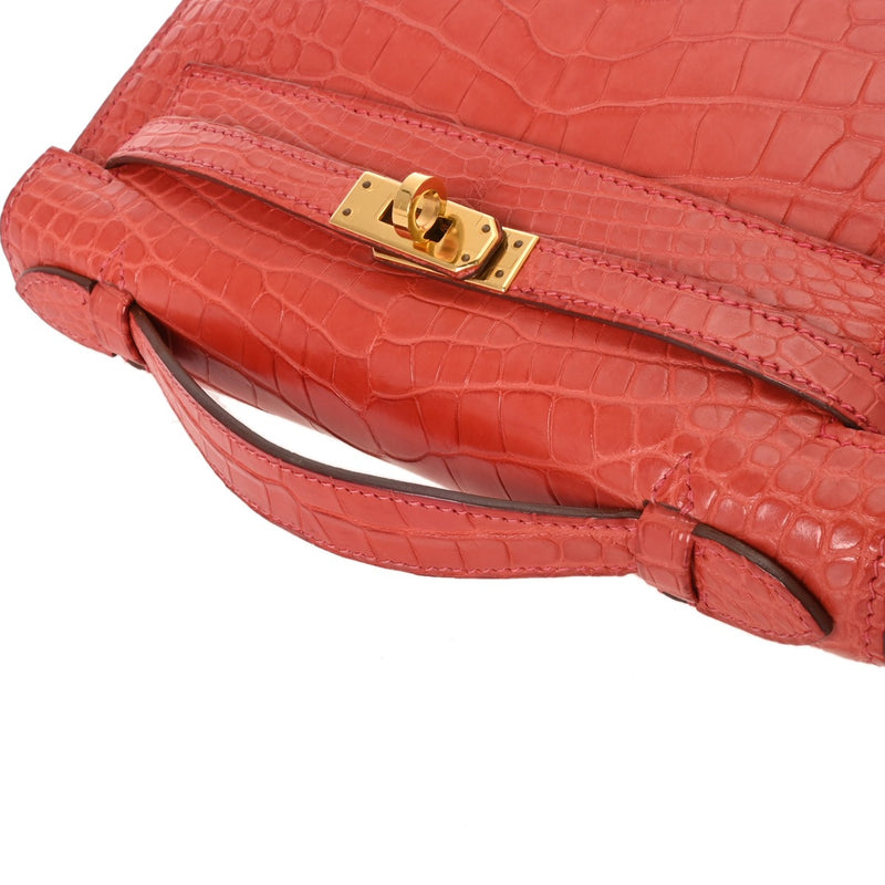 HERMES エルメス ポシェットケリー ブーゲンビリア □N刻印(2010年頃) レディース アリゲーターマット ハンドバッグ ABランク 中古 銀蔵