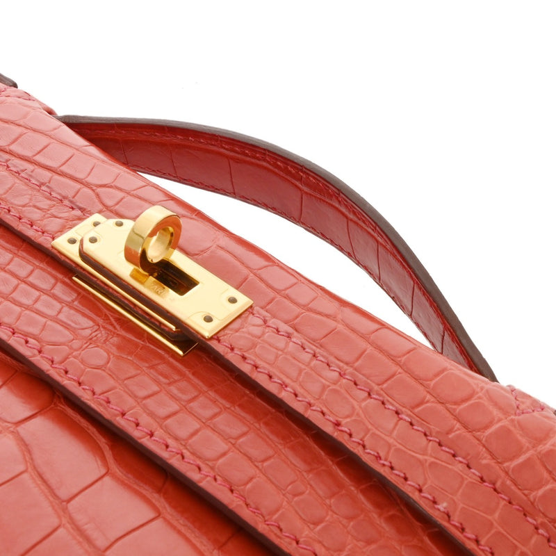 HERMES エルメス ポシェットケリー ブーゲンビリア □N刻印(2010年頃) レディース アリゲーターマット ハンドバッグ ABランク 中古 銀蔵