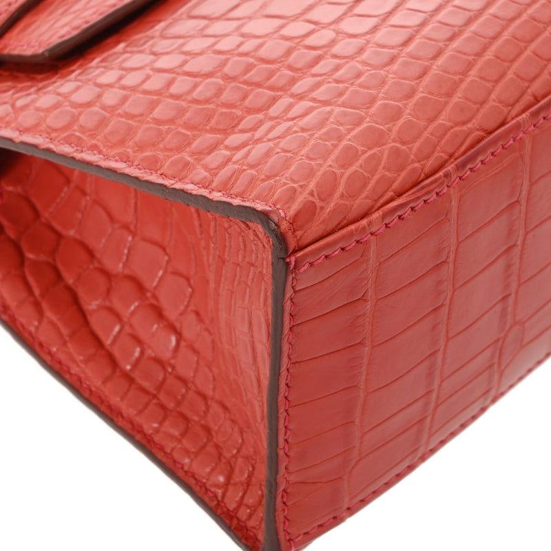 HERMES エルメス ポシェットケリー ブーゲンビリア □N刻印(2010年頃) レディース アリゲーターマット ハンドバッグ ABランク 中古 銀蔵