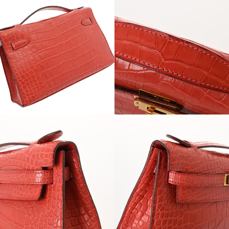 HERMES エルメス ポシェットケリー ブーゲンビリア □N刻印(2010年頃) レディース アリゲーターマット ハンドバッグ ABランク 中古 銀蔵