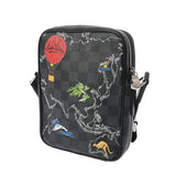 LOUIS VUITTON ルイヴィトン グラフィットマップ ダヌーブ PM NM 黒/グレー N40239 メンズ ダミエグラフィットキャンバス ショルダーバッグ ABランク 中古 銀蔵
