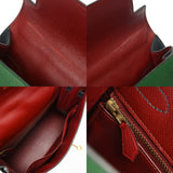 HERMES エルメス ケリー 32外縫い 2WAY ルージュアッシュ/ヴェール/ブルーインディゴ ○U刻印(1991年頃) レディース クシュベル ハンドバッグ Bランク 中古 銀蔵