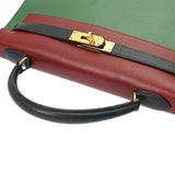 HERMES エルメス ケリー 32外縫い 2WAY ルージュアッシュ/ヴェール/ブルーインディゴ ○U刻印(1991年頃) レディース クシュベル ハンドバッグ Bランク 中古 銀蔵