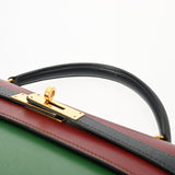 HERMES エルメス ケリー 32外縫い 2WAY ルージュアッシュ/ヴェール/ブルーインディゴ ○U刻印(1991年頃) レディース クシュベル ハンドバッグ Bランク 中古 銀蔵